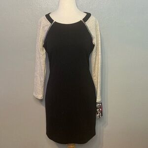 NWT Trixxie Long Sleeve Dress Black Ivory Junior L